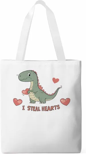 Canvas Tote Bag, Watercolor Dinosaur Loves patterned Canvas Tote Handbags for Women Shoulder Bag,