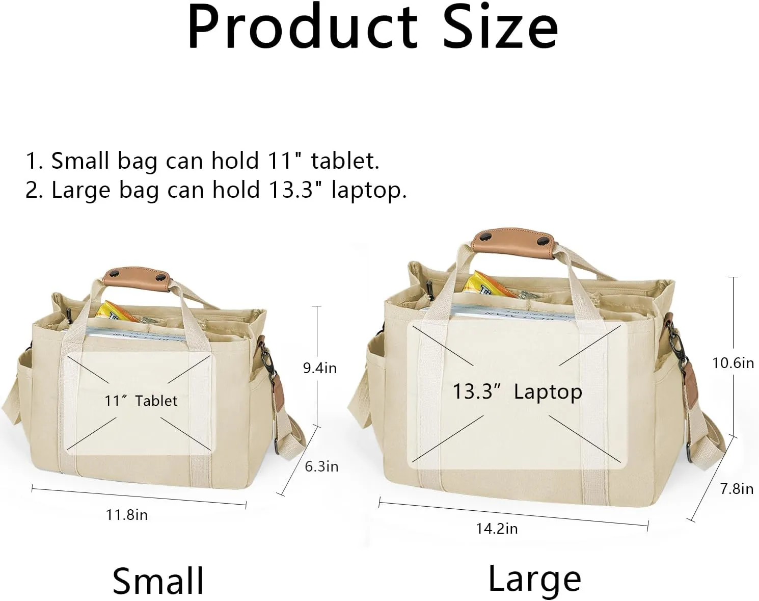 Canvas Tote Bag with Multiple Pockets for Women, Cute Crossbody Shoulder Bag Casual Hobo Messenger Purse Handbag