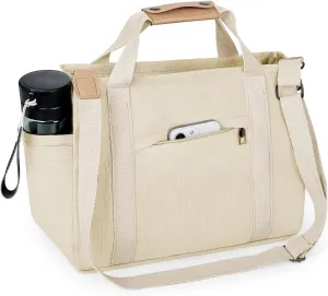 Canvas Tote Bag with Multiple Pockets for Women, Cute Crossbody Shoulder Bag Casual Hobo Messenger Purse Handbag