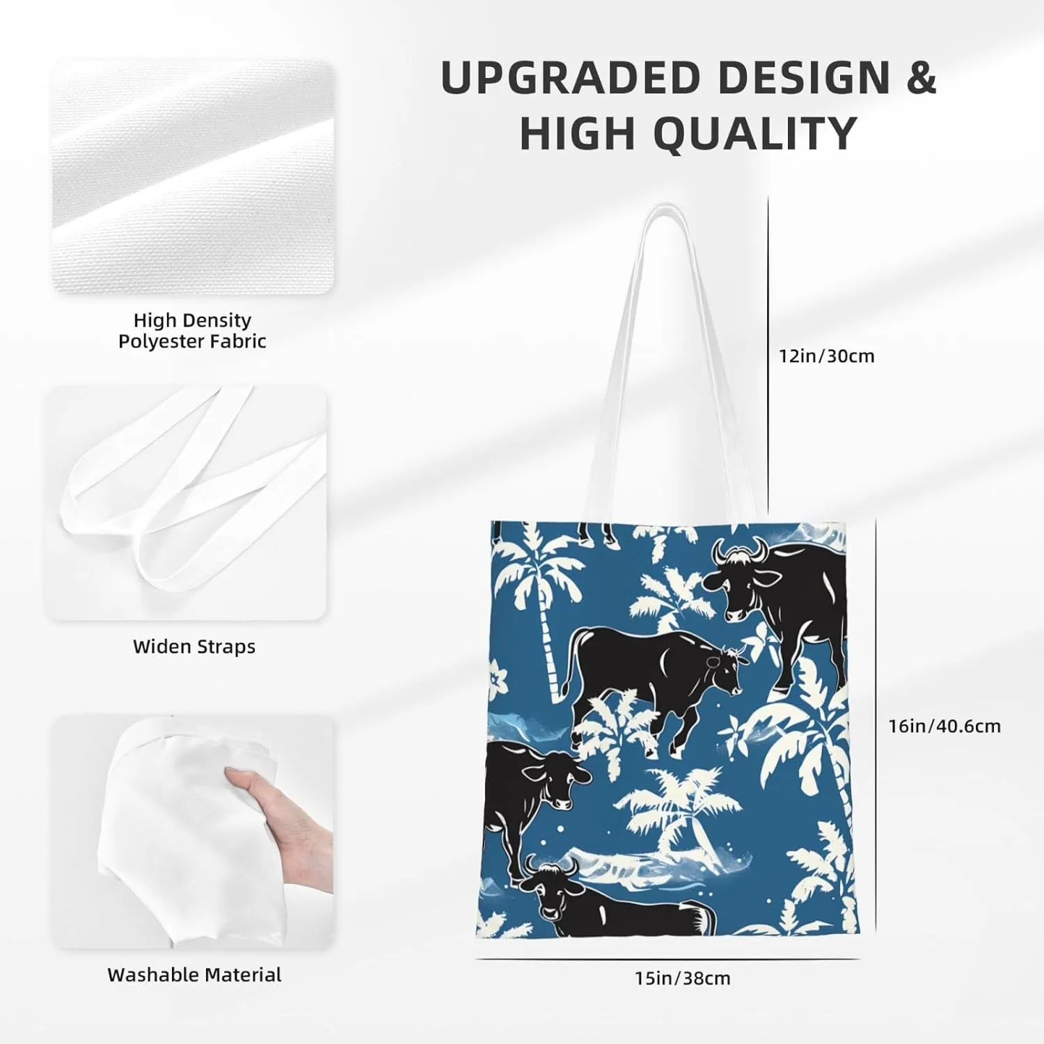Canvas Tote Bag Women Casual Shoulder Bag Reusable Multipurpose Grocery Bag