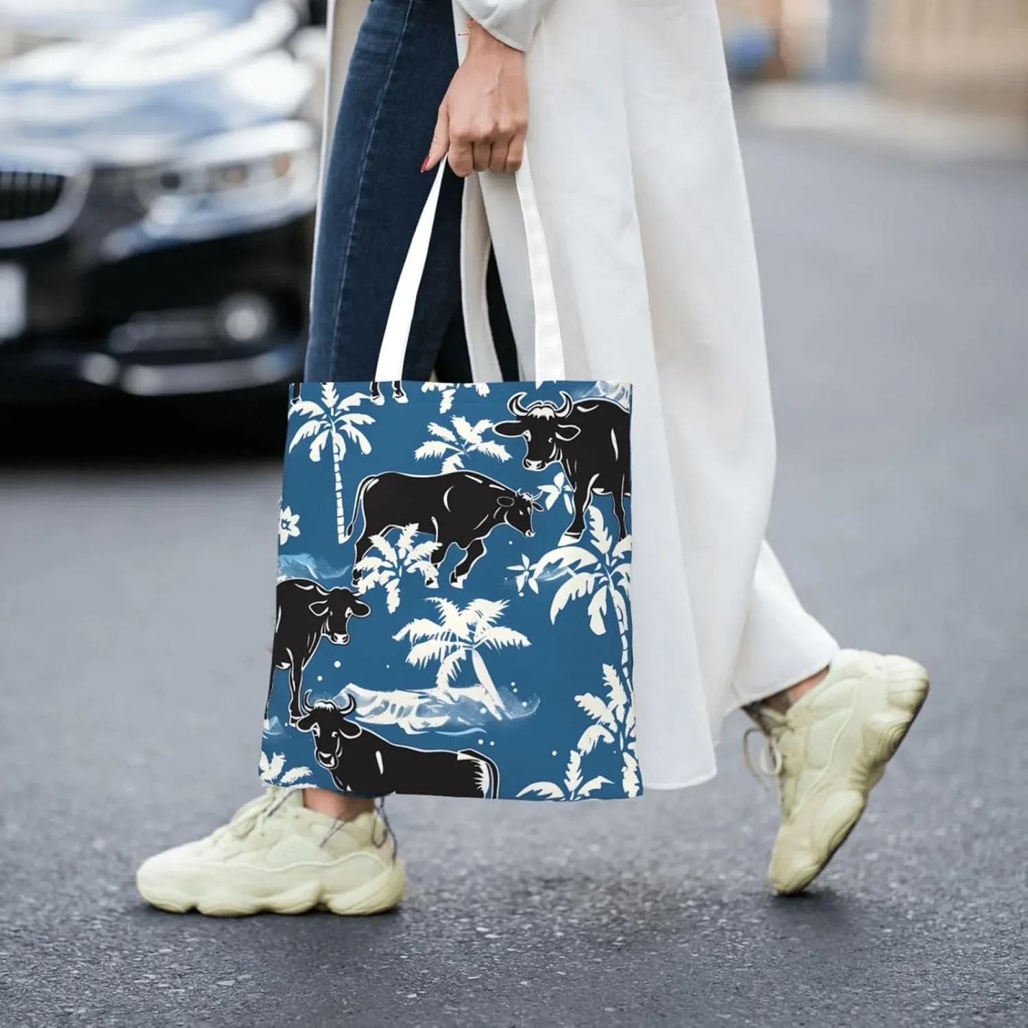 Canvas Tote Bag Women Casual Shoulder Bag Reusable Multipurpose Grocery Bag