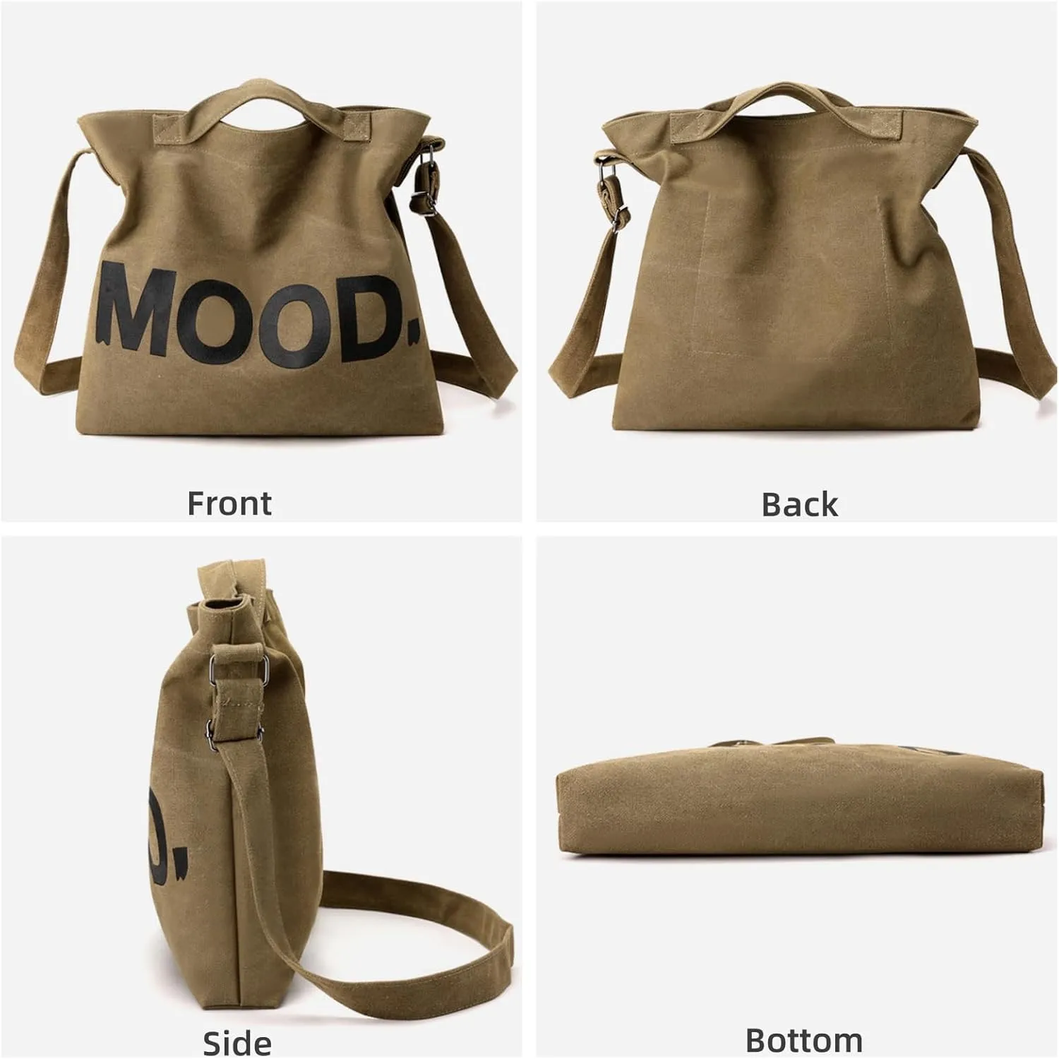 Canvas Tote Bag,Crossbody Shoulder Tote Bag for Women and Men Zipper Messenger Bag Travel Shoulder Bags Handbags