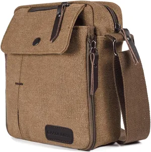 Canvas Vintage Messenger Bag Mini Crossbody Bag Shoulder Bag for Men, Small Messenger Satchel Bag Purse for Women