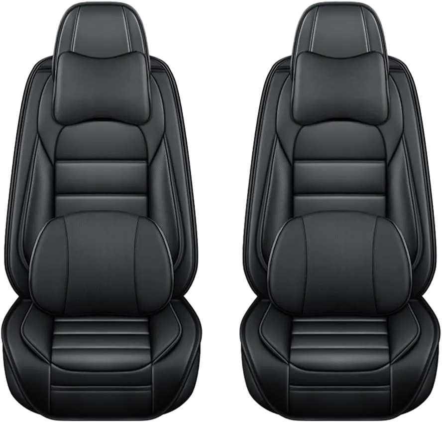 Car Seat Covers for VW Atlas 2018-2023 2024,2 Seats Waterproof Seat Covers with Airbag,Leather Seat Covers for Cars,Anti-Slip Auto Seat Cover Sets(Black,Luxury)