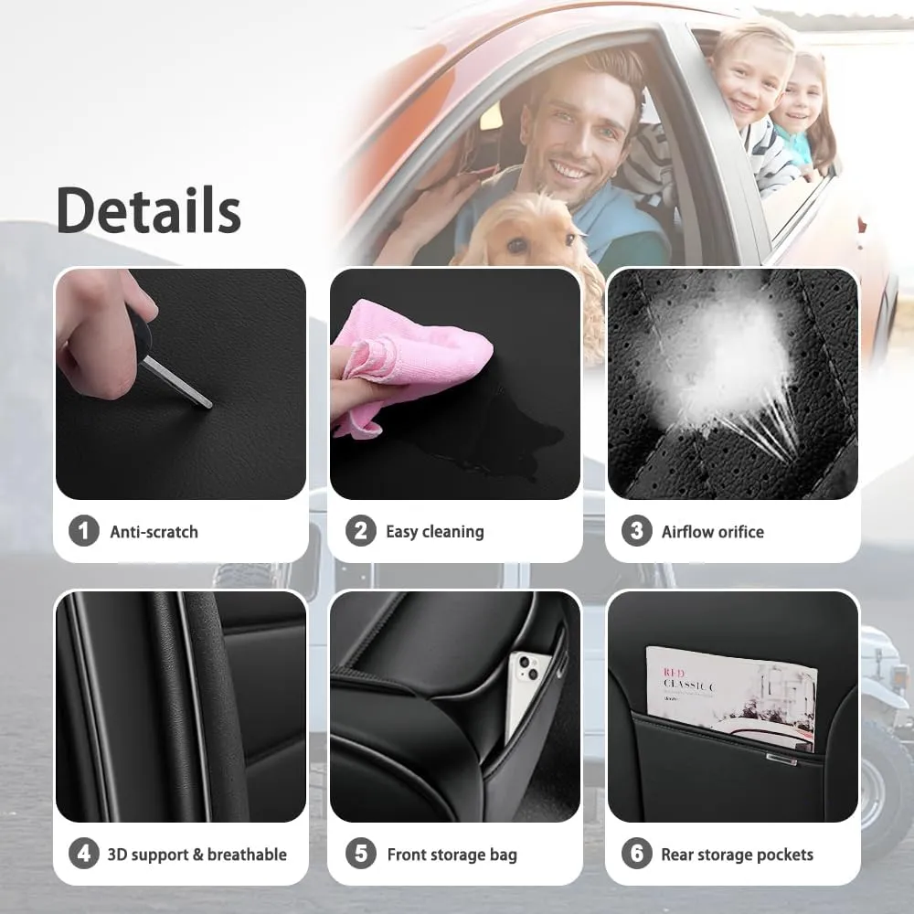 Car Seat Covers for VW Atlas 2018-2023 2024,2 Seats Waterproof Seat Covers with Airbag,Leather Seat Covers for Cars,Anti-Slip Auto Seat Cover Sets(Black,Luxury)