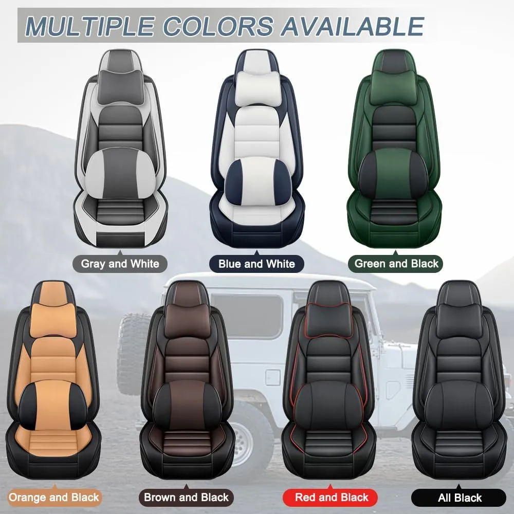 Car Seat Covers for VW Atlas 2018-2023 2024,2 Seats Waterproof Seat Covers with Airbag,Leather Seat Covers for Cars,Anti-Slip Auto Seat Cover Sets(Black,Luxury)