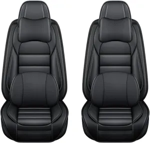 Car Seat Covers for VW Atlas 2018-2023 2024,2 Seats Waterproof Seat Covers with Airbag,Leather Seat Covers for Cars,Anti-Slip Auto Seat Cover Sets(Black,Luxury)
