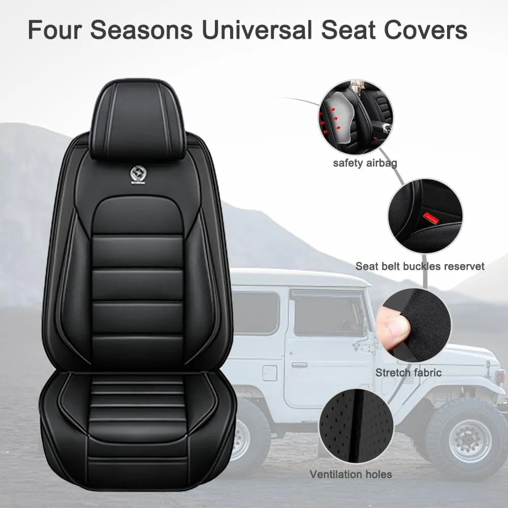 Car Seat Covers for VW Atlas 2018-2023 2024,2 Seats Waterproof Seat Covers with Airbag,Leather Seat Covers for Cars,Anti-Slip Auto Seat Cover Sets(Black,Luxury)