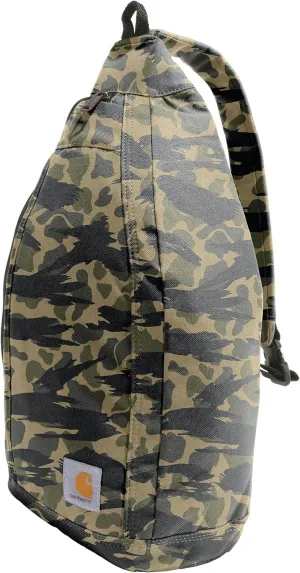 Carhartt Durable Sling Bag, Side Release Buckle, Tablet Sleeve and Adjustable Strap, Crossbody Backpack (Blind Duck Camo), One Size