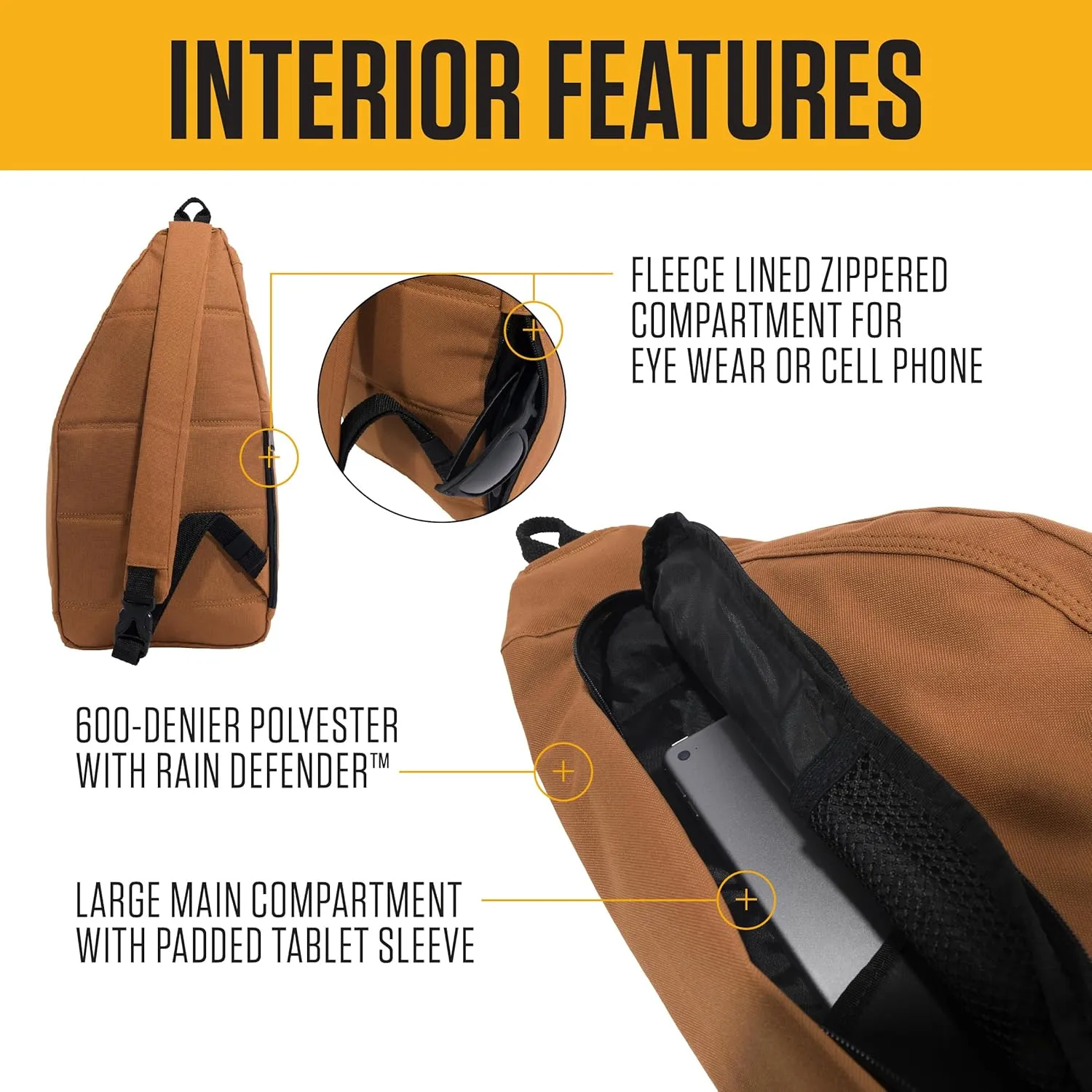 Carhartt Durable Sling Bag, Side Release Buckle, Tablet Sleeve and Adjustable Strap, Crossbody Backpack (Blind Duck Camo), One Size
