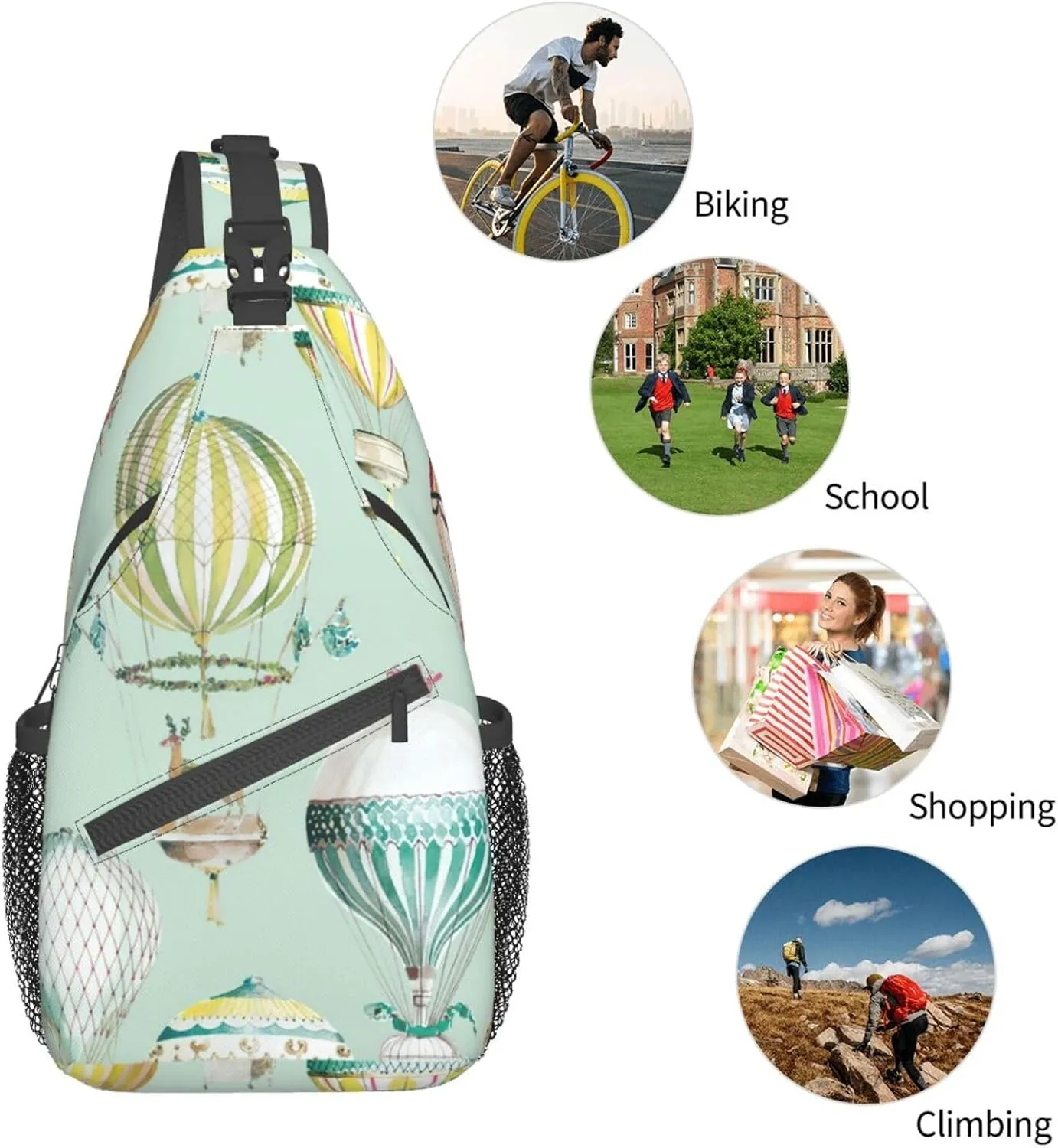 Cartoon Balloon Cross Chest Bag Diagonally Travel Backpack, Light Travel, Hiking Single Shoulder Bag