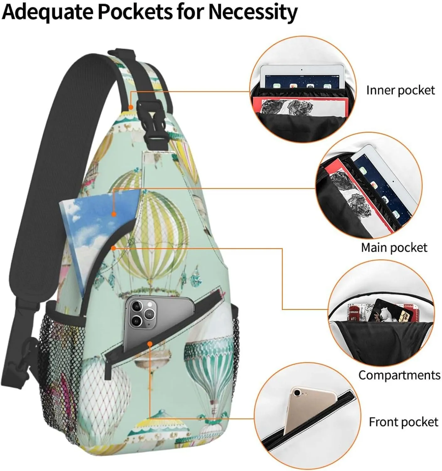 Cartoon Balloon Cross Chest Bag Diagonally Travel Backpack, Light Travel, Hiking Single Shoulder Bag