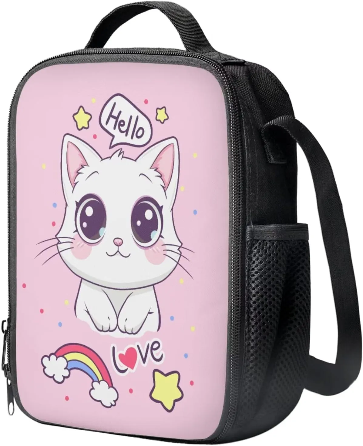 Cartoon Cat Backpack for Girls 8-10 Kids Backpack Boys with Lunchbox Boys Backpack with Pencil Case Elementary Wide Opening Design Bookbags Set Of 3 Fashion Rucksacks