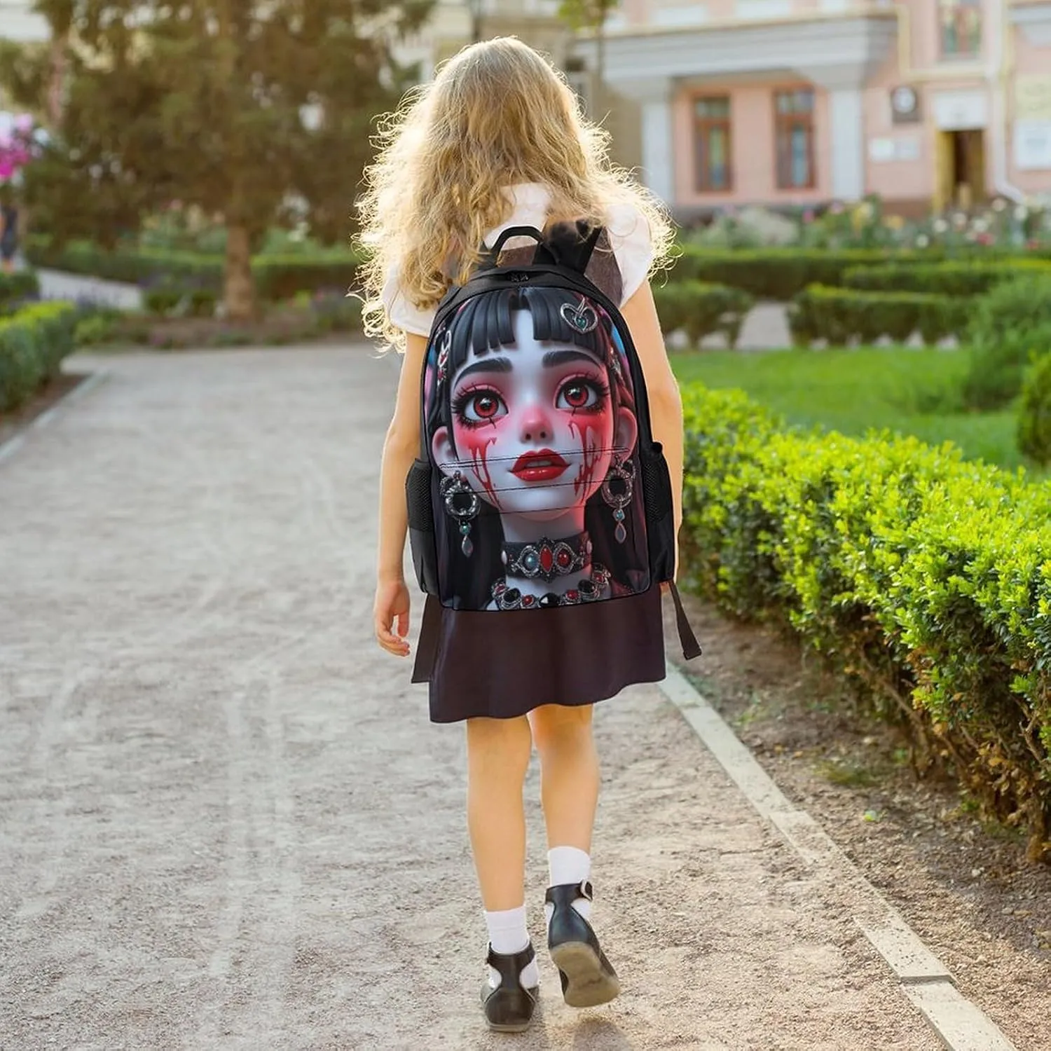 Cartoon Woman Women Mystical Art Rucksacks Lightweight Multipurpose Anti-Theft Shoulder Bag Big Capacity Traveling & Camping Backpack With Side Pockets