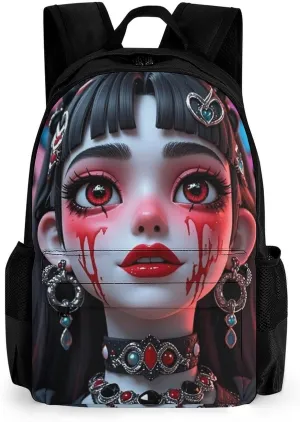 Cartoon Woman Women Mystical Art Rucksacks Lightweight Multipurpose Anti-Theft Shoulder Bag Big Capacity Traveling & Camping Backpack With Side Pockets