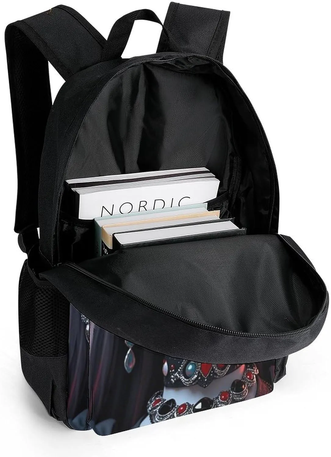 Cartoon Woman Women Mystical Art Rucksacks Lightweight Multipurpose Anti-Theft Shoulder Bag Big Capacity Traveling & Camping Backpack With Side Pockets