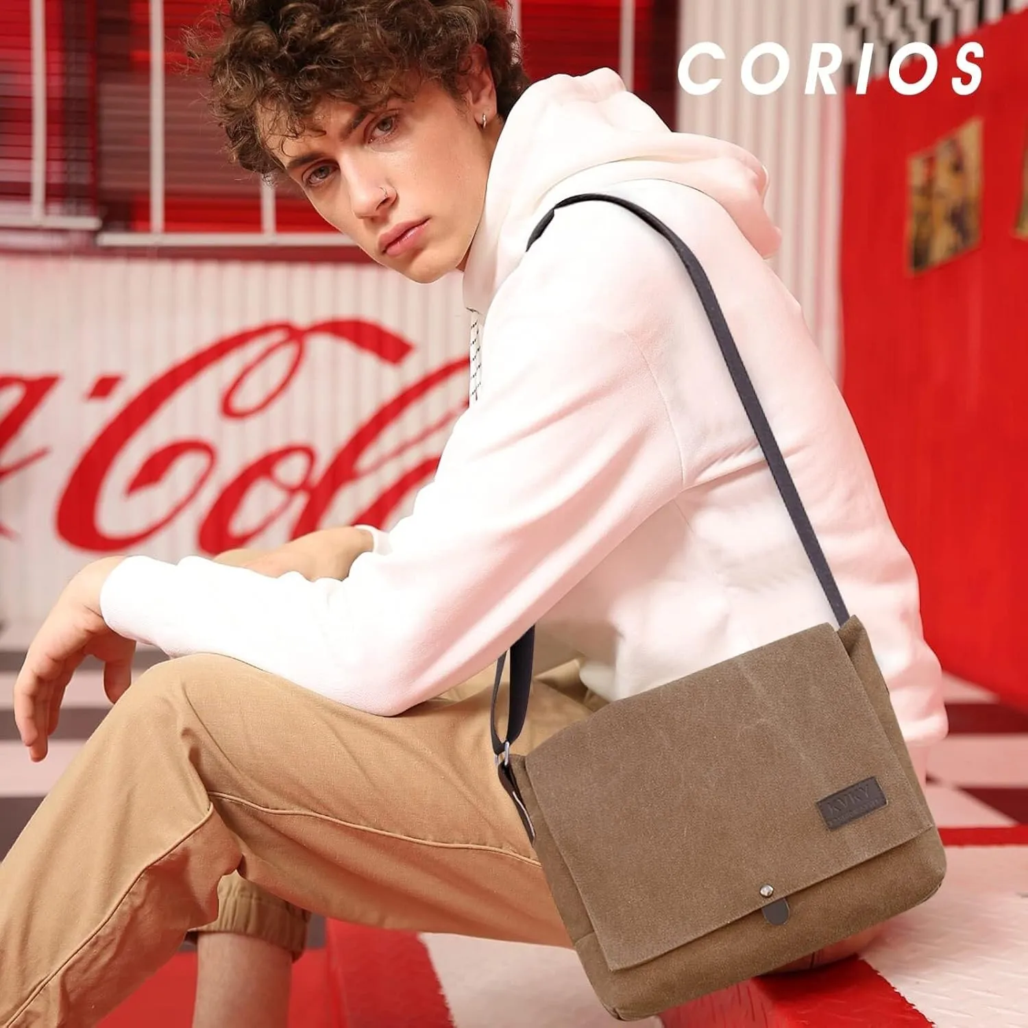 Casual Top Handle Briefcase Messenger Satchel for Work Vintage Men's Shoulder Canvas Tote Handbag Crossbody