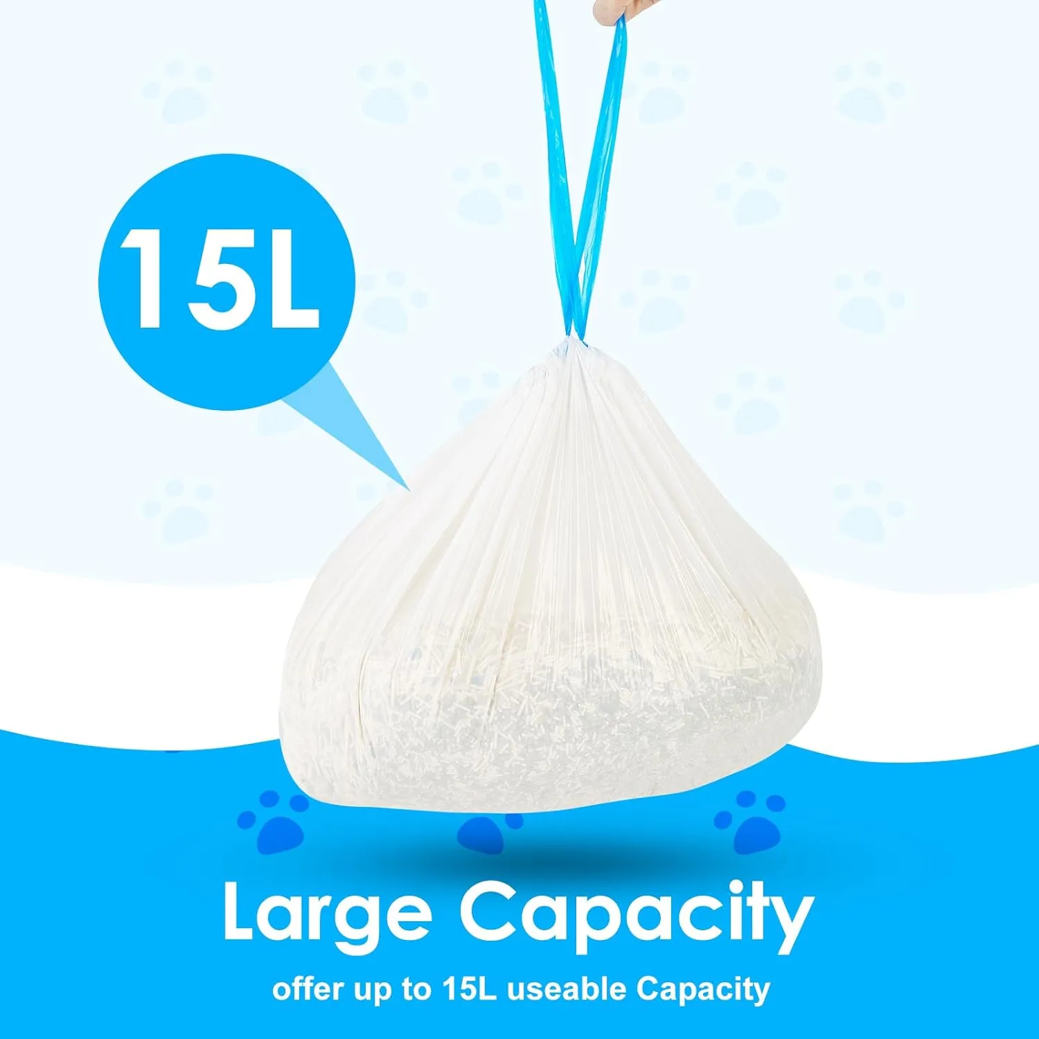 Cat Litter Bags 120 Count,19.68"x17.71" Drawstring Close Litter Box Liners for Automatic Litter Box,Thick Cat Poop Bags,Easy to Clean,Heavy Duty Robot Bag for Self-Cleaning Box