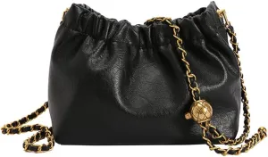 Chain Strap Genuine Leather Hobo Bag - Convertible Shoulder & Crossbody Purse