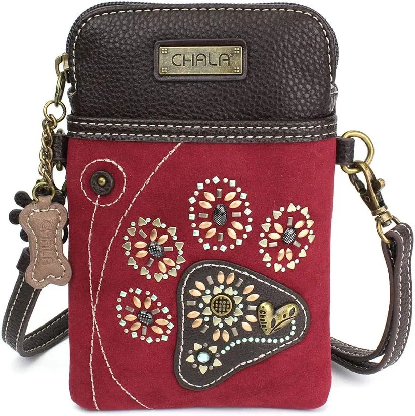 CHALA Crossbody Cell Phone Purse | Women's Wristlet Handbags with Adjustable Strap (Dazzled Paw)