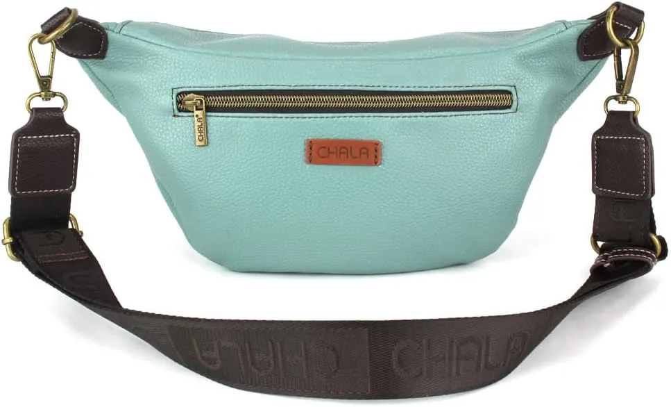 CHALA Fanny Pack Women RFID Protected Sling Purse and Waist Bag with Two Adjustable Straps - Flamingo Group - blue