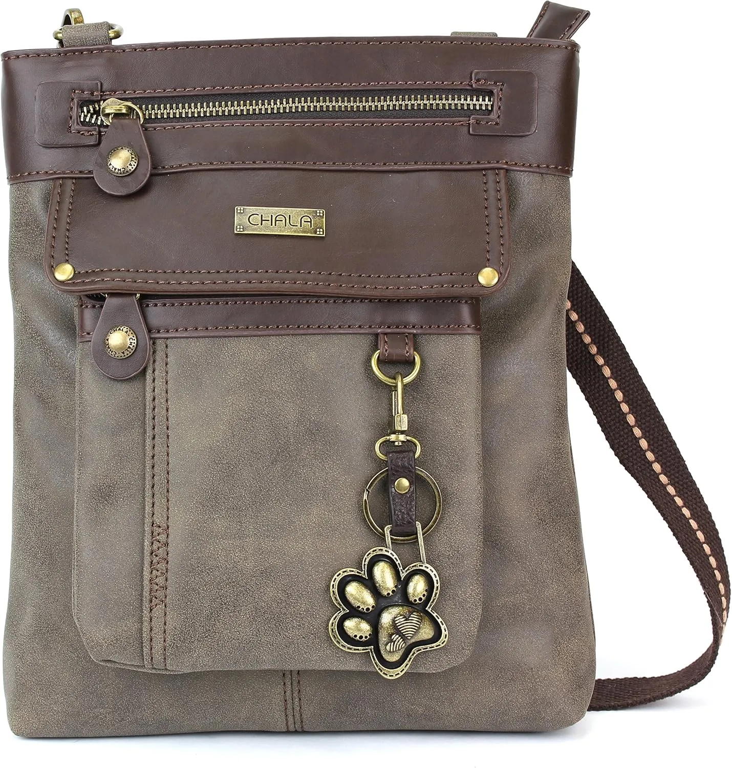CHALA GEMINI Crossbody Canvas Gift Messenger Bag Stone Grey