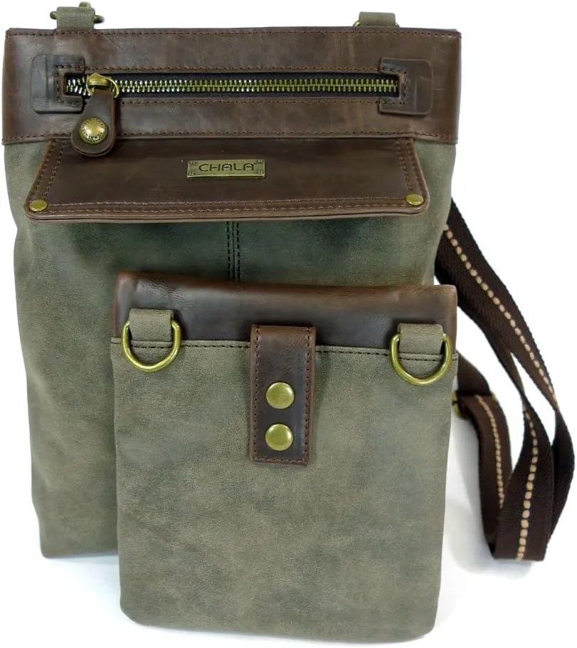 CHALA GEMINI Crossbody Canvas Gift Messenger Bag Stone Grey