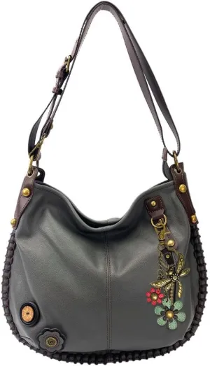 CHALA Handbag Charming Cross-body or Shoulder Convertible Large Hobo Bag - Grey