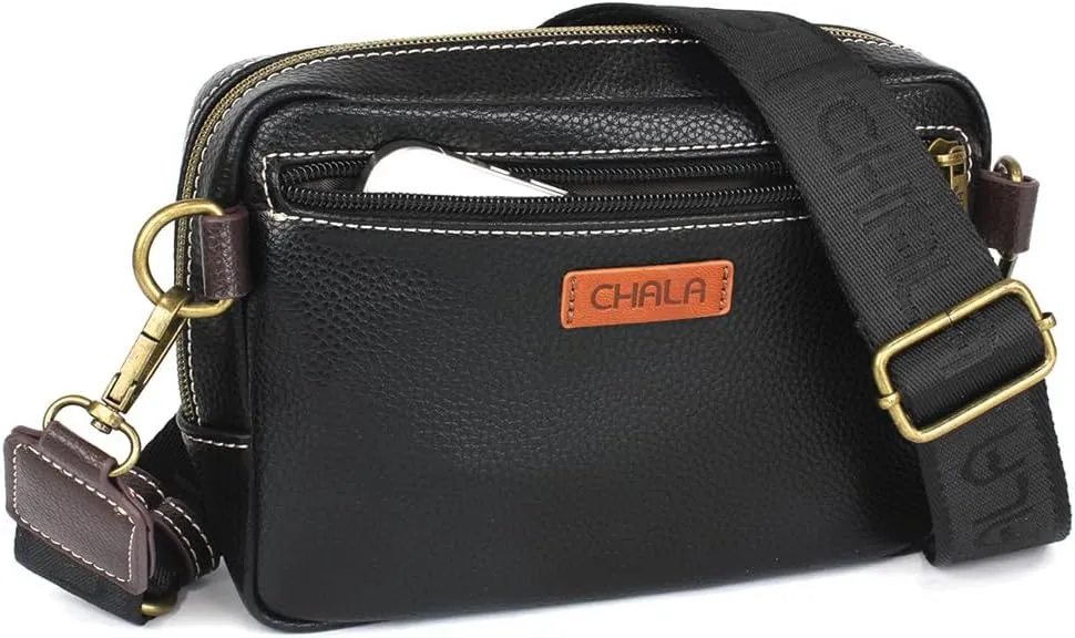 CHALA Mini Pack Women RFID Protected Sling Purse and Waist Bag with Two Adjustable Straps - Dragonfly - black