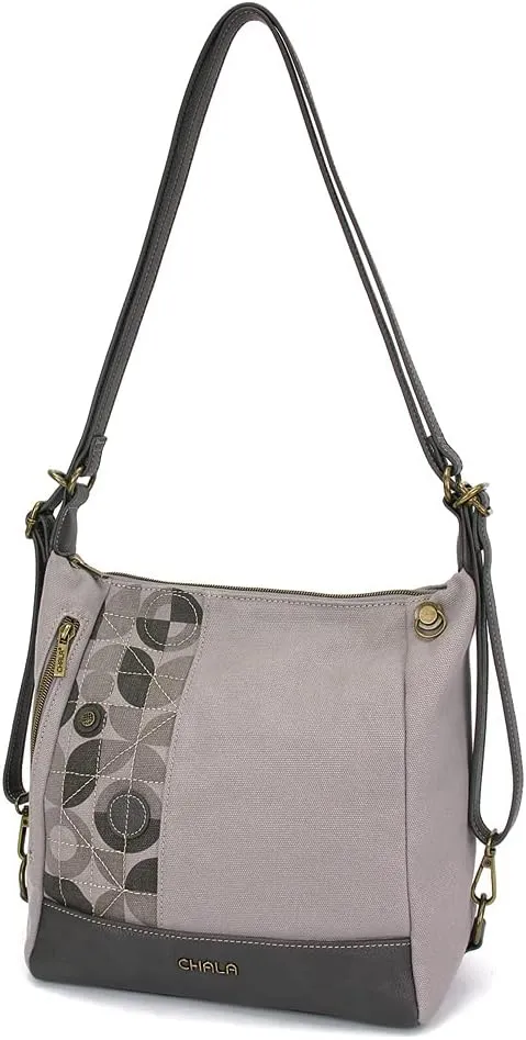 CHALA Retro Convertible Purse - Crossbody, Backpack, and Shoulder Purse - Gray