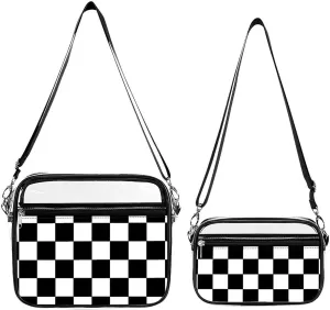 Checkered Black And White Transparent Cross Bag Two-piece Set