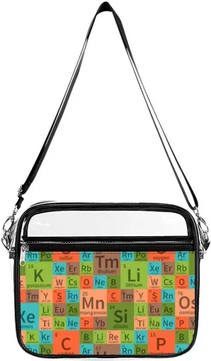 Chemical Periodic Table Clear Crossbody Bag with Adjustable Shoulder Strap PVC Clear Purse Messenger Bag for Men Women