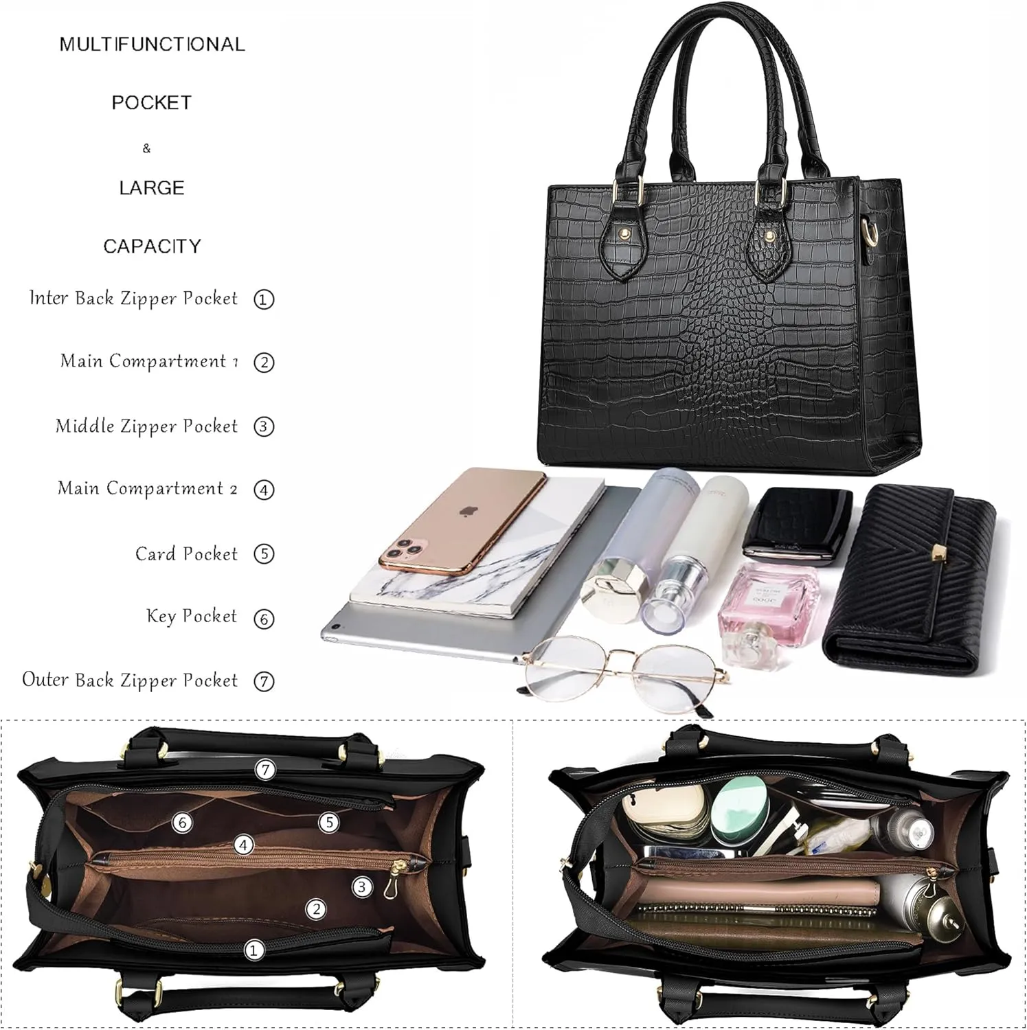 CHICAROUSAL Crossbody Purses and Handbags for Women PU Leather Tote Top Handle Satchel Shoulder Bags
