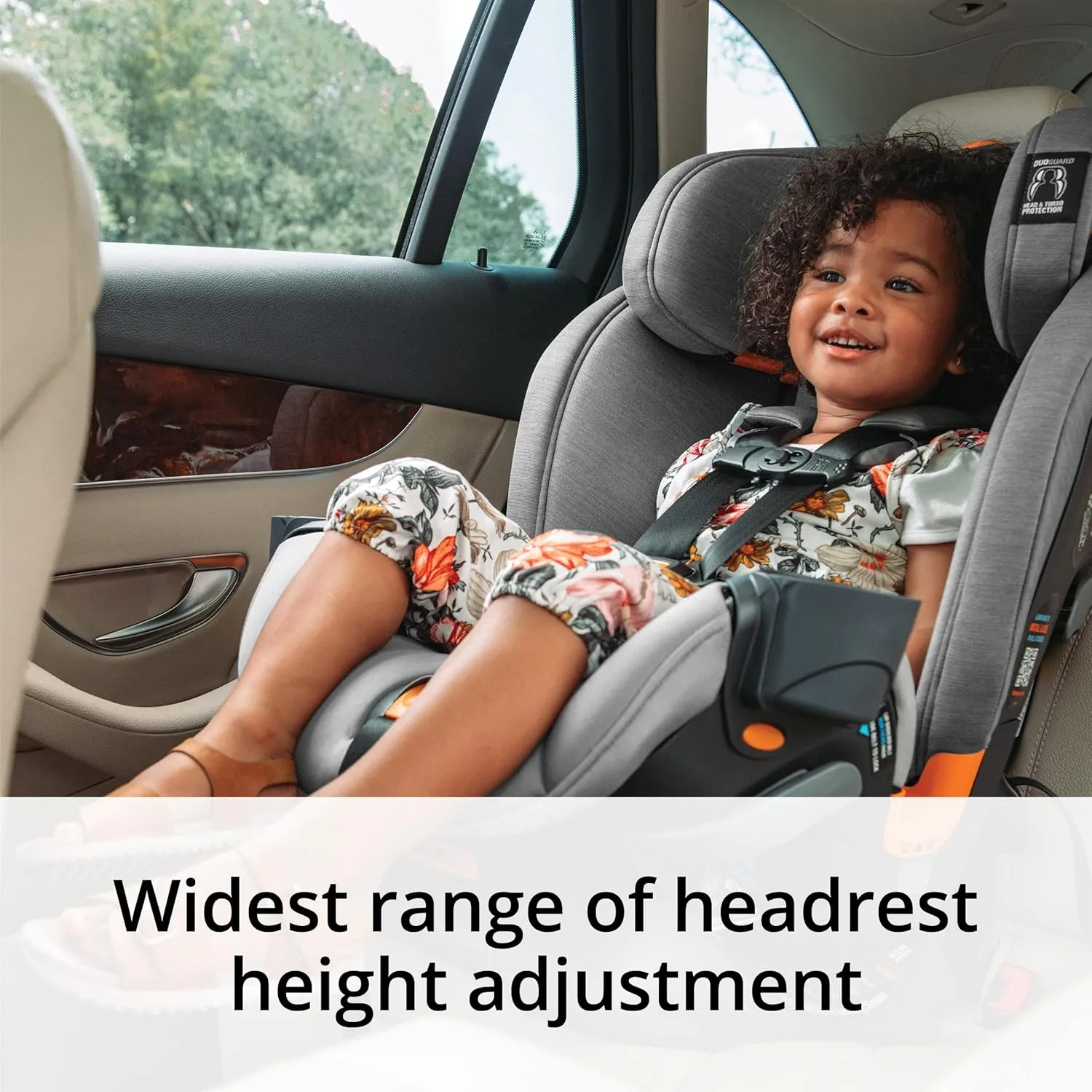 Chicco OneFit ClearTex All-in-One Car Seat, Slim Design, Rear-Facing Seat for Infants 5- 40 lbs., Forward-Facing 25-65 lbs., Booster 40-100 lbs., Convertible Car Seat | Obsidian/Black