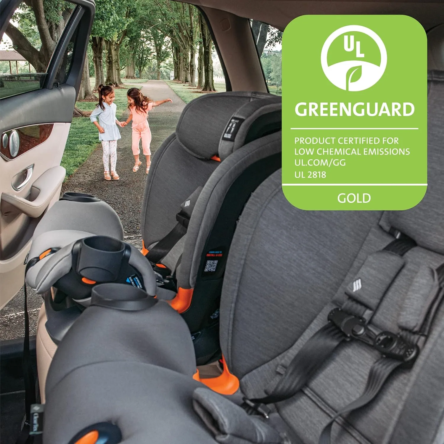 Chicco OneFit ClearTex All-in-One Car Seat, Slim Design, Rear-Facing Seat for Infants 5- 40 lbs., Forward-Facing 25-65 lbs., Booster 40-100 lbs., Convertible Car Seat | Obsidian/Black
