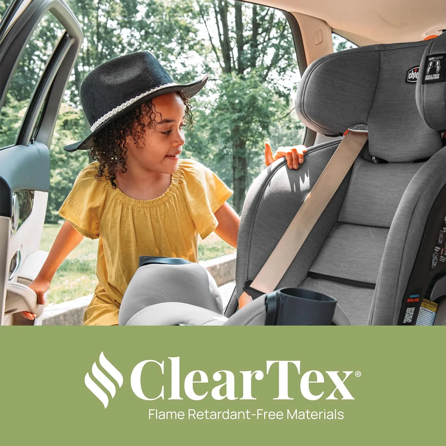 Chicco OneFit ClearTex All-in-One Car Seat, Slim Design, Rear-Facing Seat for Infants 5- 40 lbs., Forward-Facing 25-65 lbs., Booster 40-100 lbs., Convertible Car Seat | Obsidian/Black
