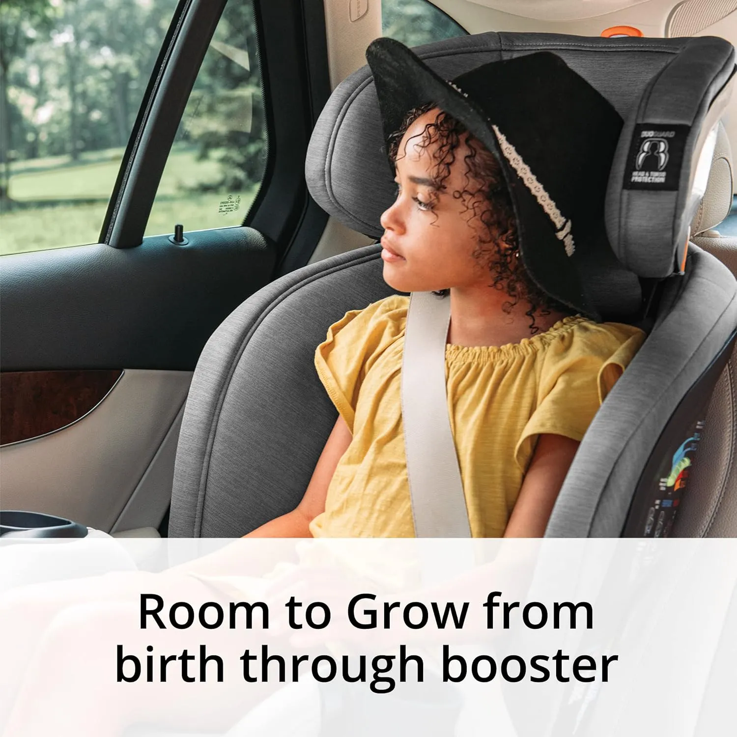 Chicco OneFit ClearTex All-in-One Car Seat, Slim Design, Rear-Facing Seat for Infants 5- 40 lbs., Forward-Facing 25-65 lbs., Booster 40-100 lbs., Convertible Car Seat | Obsidian/Black