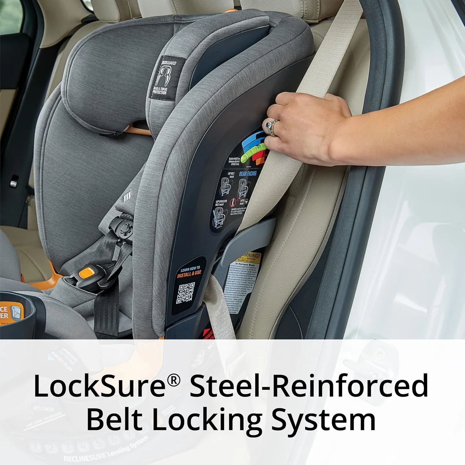 Chicco OneFit ClearTex All-in-One Car Seat, Slim Design, Rear-Facing Seat for Infants 5- 40 lbs., Forward-Facing 25-65 lbs., Booster 40-100 lbs., Convertible Car Seat | Obsidian/Black