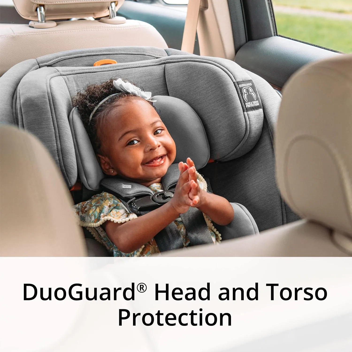 Chicco OneFit ClearTex All-in-One Car Seat, Slim Design, Rear-Facing Seat for Infants 5- 40 lbs., Forward-Facing 25-65 lbs., Booster 40-100 lbs., Convertible Car Seat | Obsidian/Black