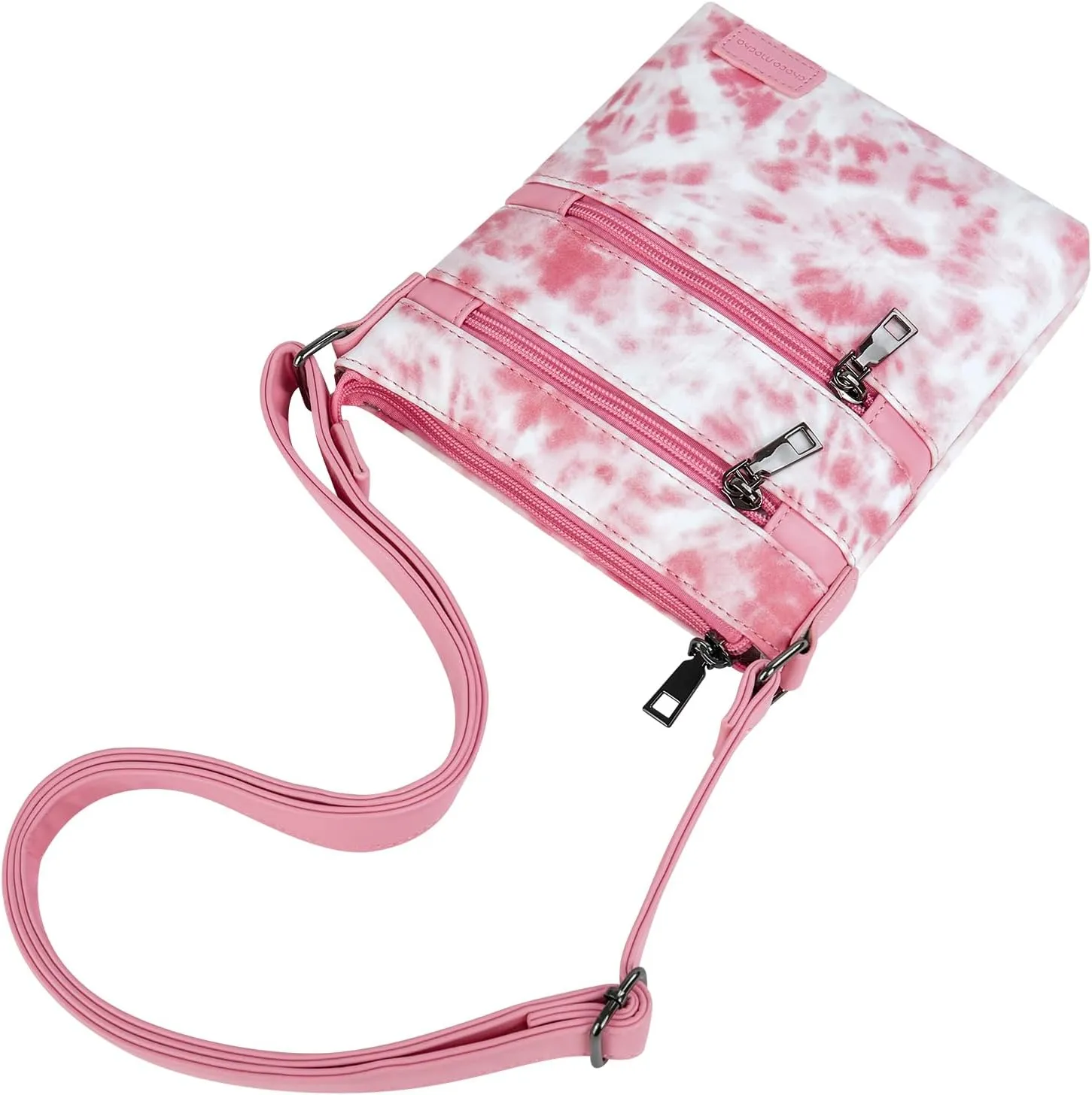 Choco Mocha Leather Crossbody Purse for Girls Triple Zipper