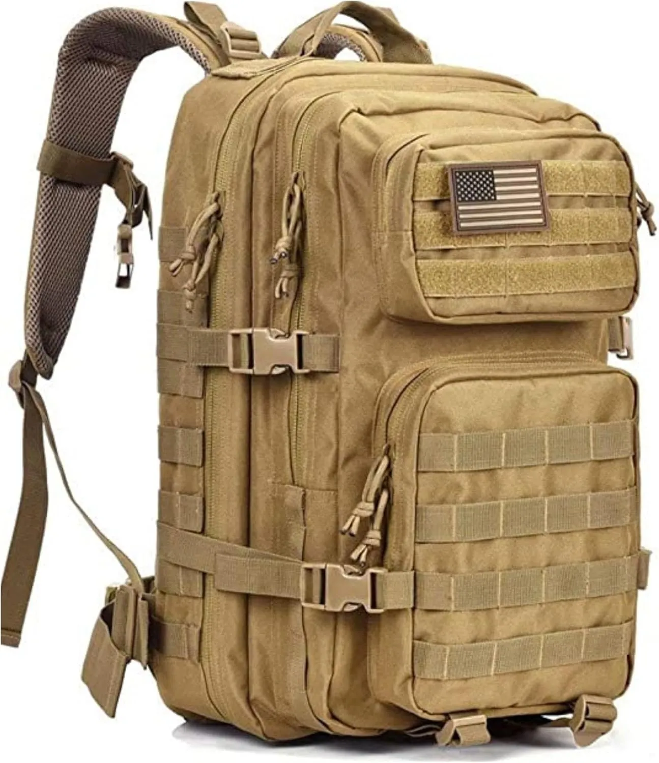 Ciana Large Military Tactical Backpack Bug Out Bag Rucksack for Men Large Capacity Rucksacks Army Outdoor Assault Pack Go Bag for Hunting (Brown)