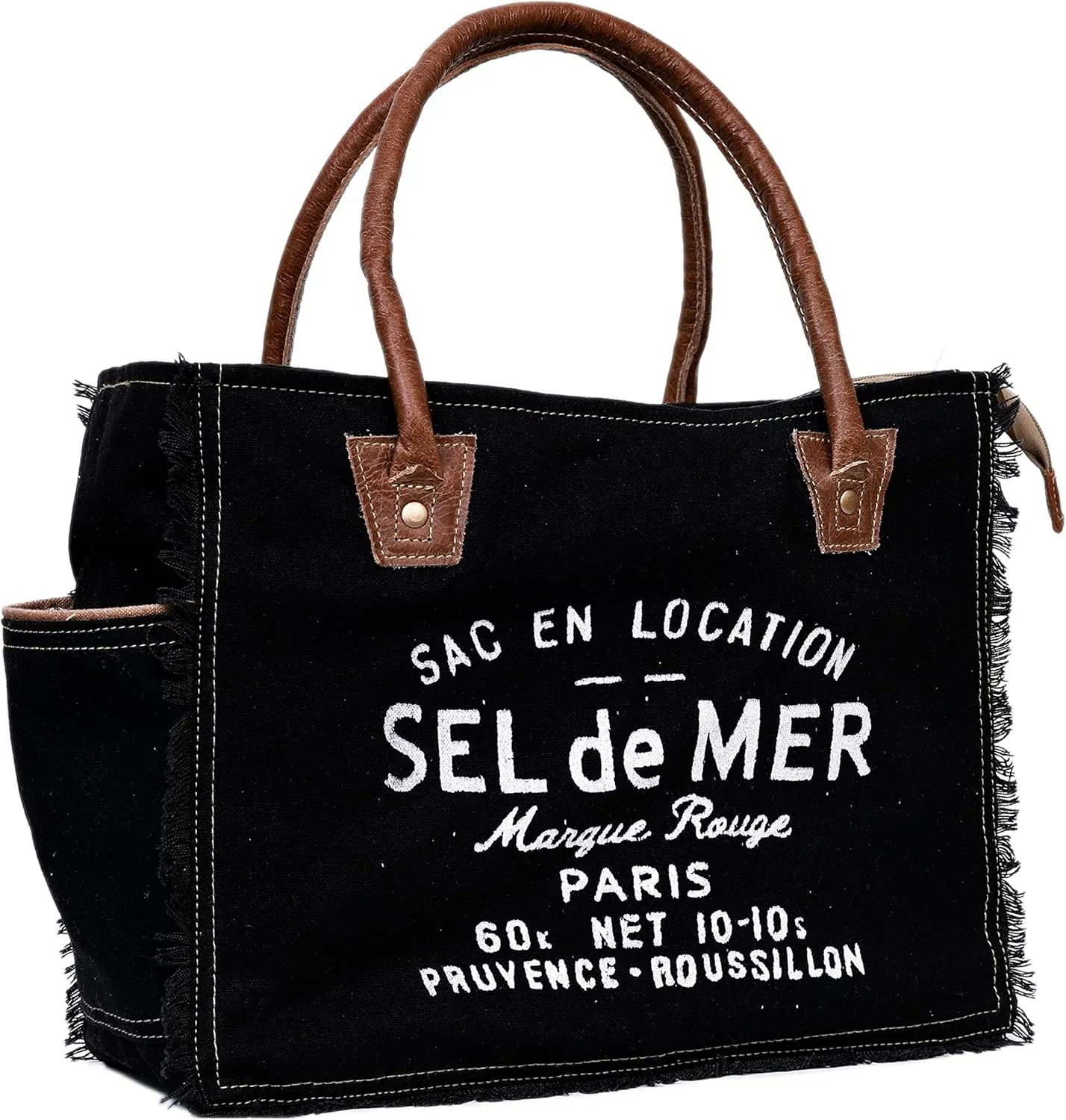 CLA Bags Sel De Mer Upcycled Canvas & Cowhide Tote