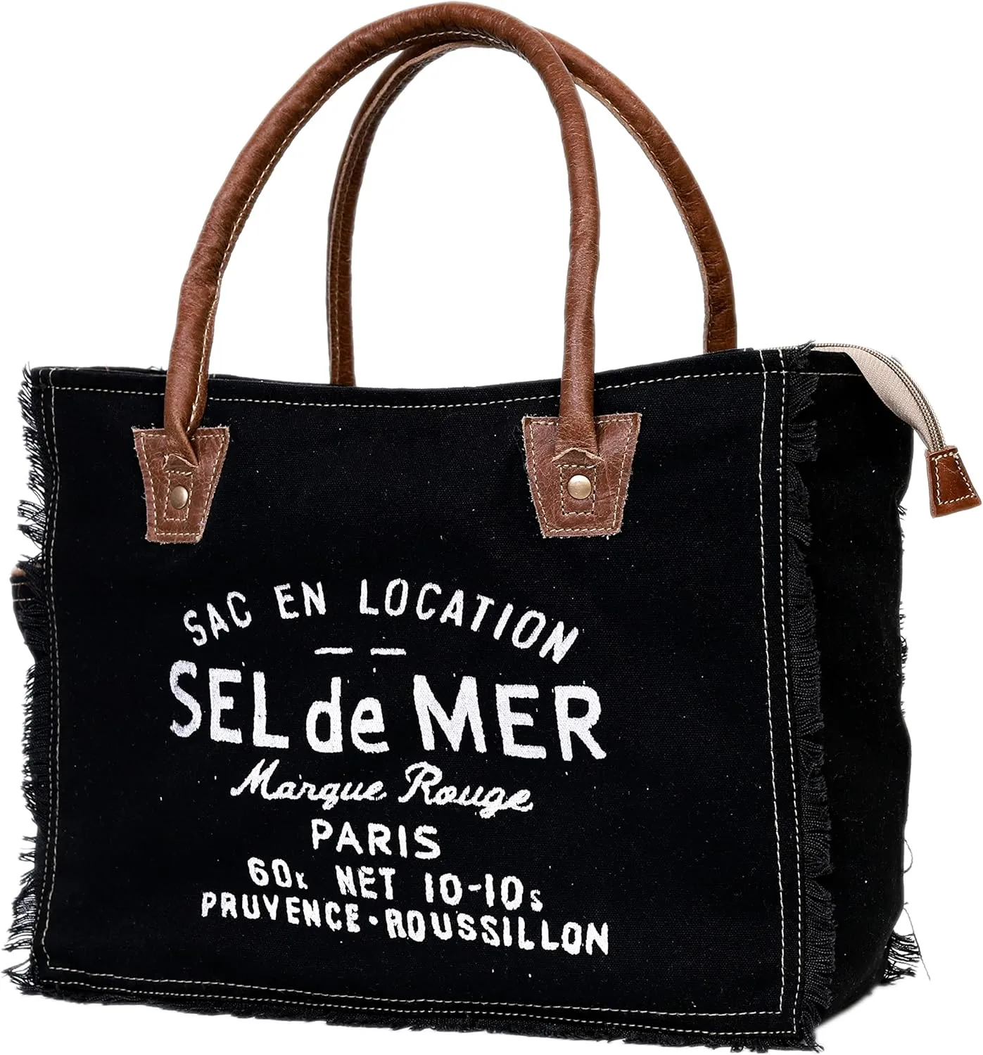 CLA Bags Sel De Mer Upcycled Canvas & Cowhide Tote