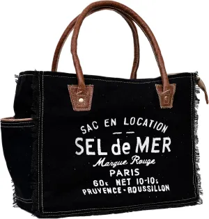 CLA Bags Sel De Mer Upcycled Canvas & Cowhide Tote