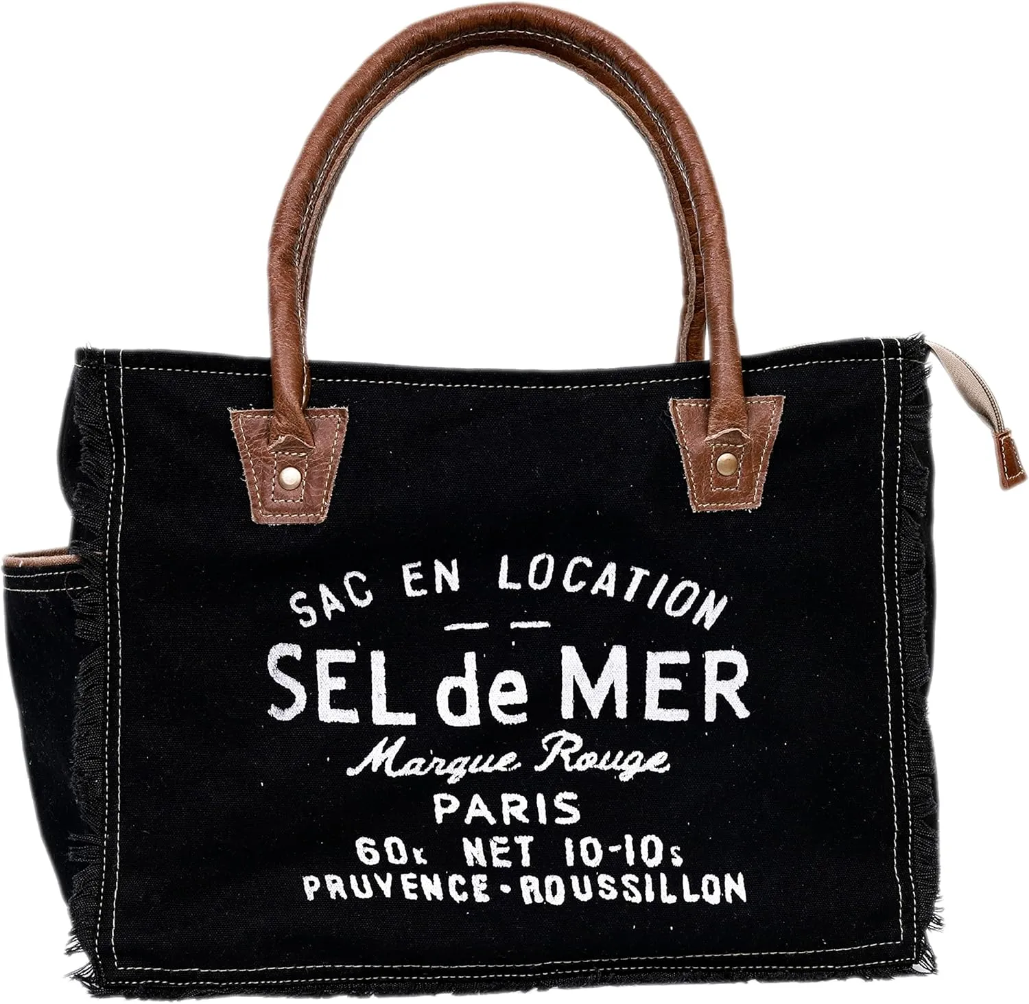CLA Bags Sel De Mer Upcycled Canvas & Cowhide Tote