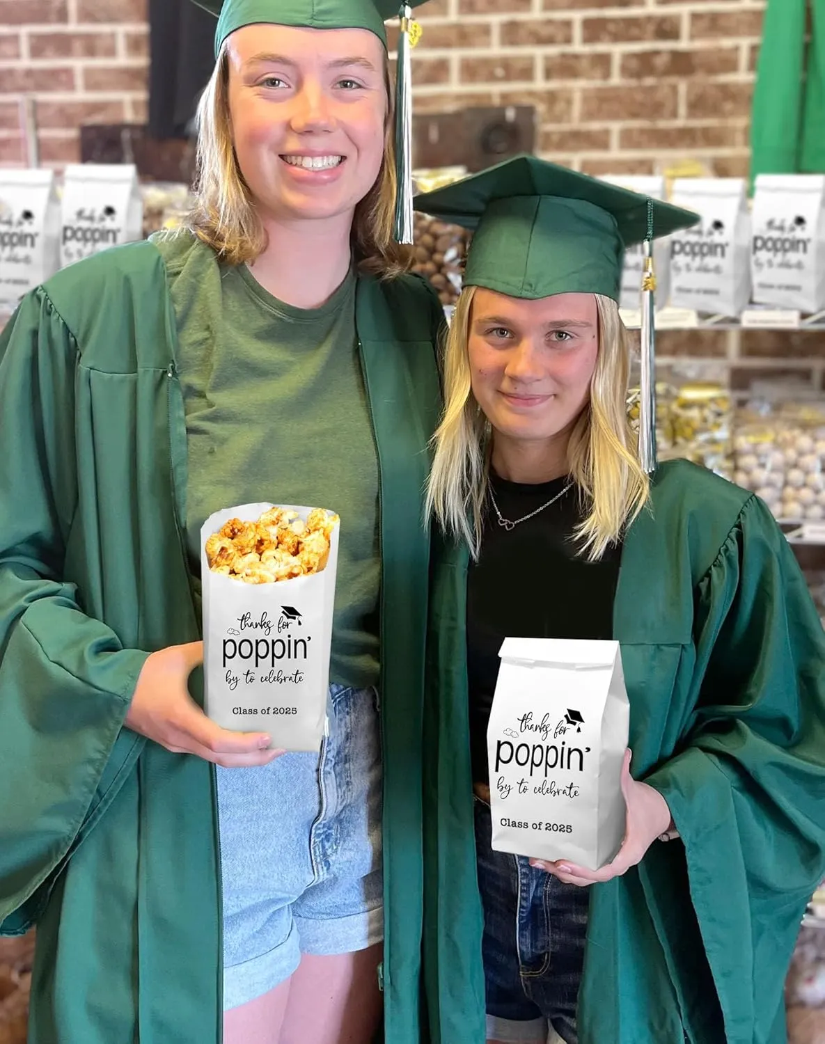 Class of 2025 Thanks for Popping By to Celebrate Popcorn Bags Graduation Party Favors Popcorn Treat Snack Goodie Paper Bags Grease Resistant (100)