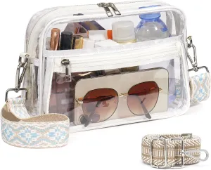 Clear Bag for Stadium Events with 2 Long Straps, See Through Purse for Women Crossbody Bag Concert Stadium Approved