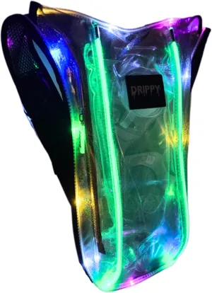 Clear Hydropack Rave Hydration Backpack – LED Festival Water Backpack 2L for Women & Men – Leakproof Hydro Pack with Bladder – Anti-Theft Pockets - Rave Accessories - Music & EDM Festivals