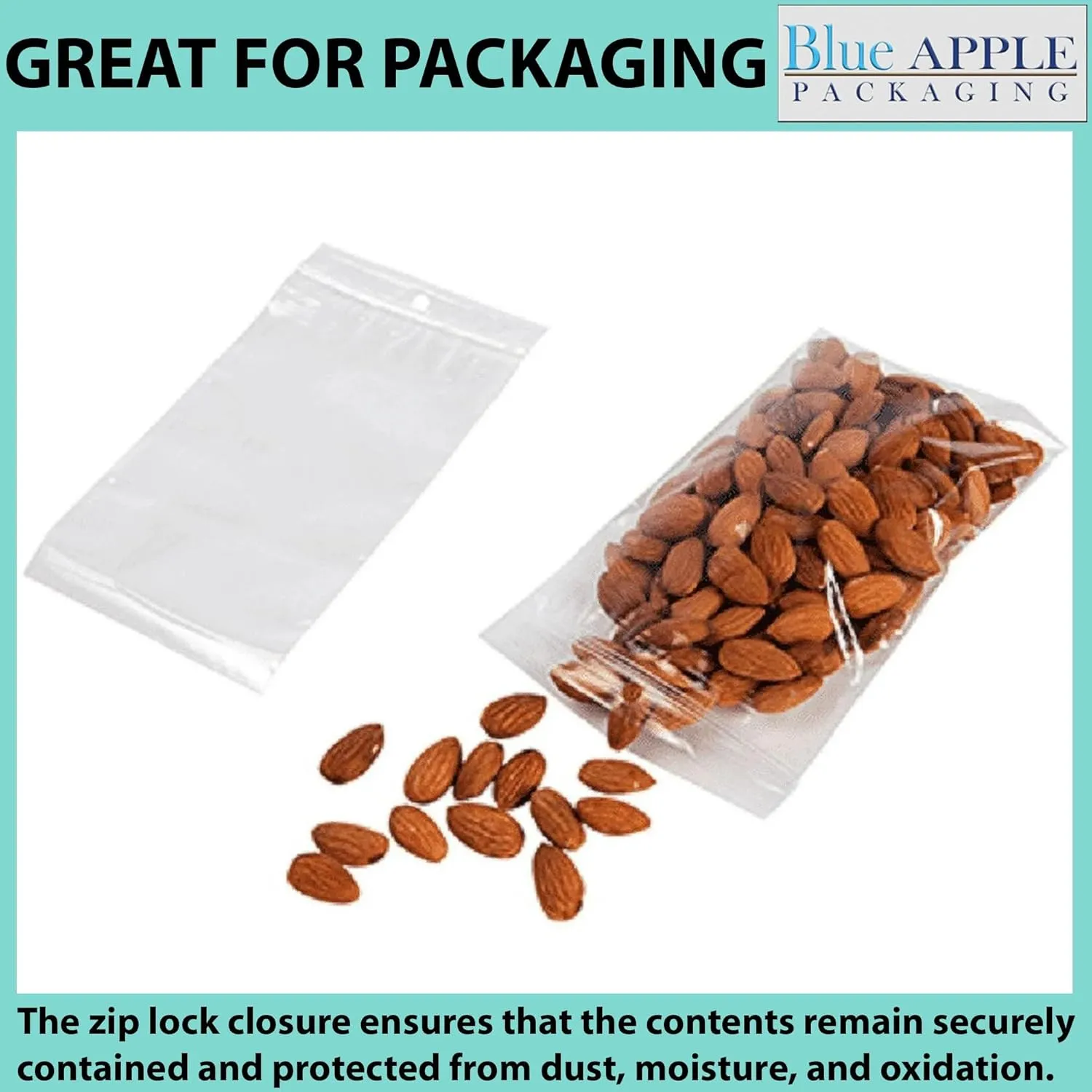 Clear Plastic Polypropylene Zip Bags - 6 x 8 & (100 Bags) 2 Mil Hang Hole for Display, Durable Poly Baggies with Resealable Zip Top Lock