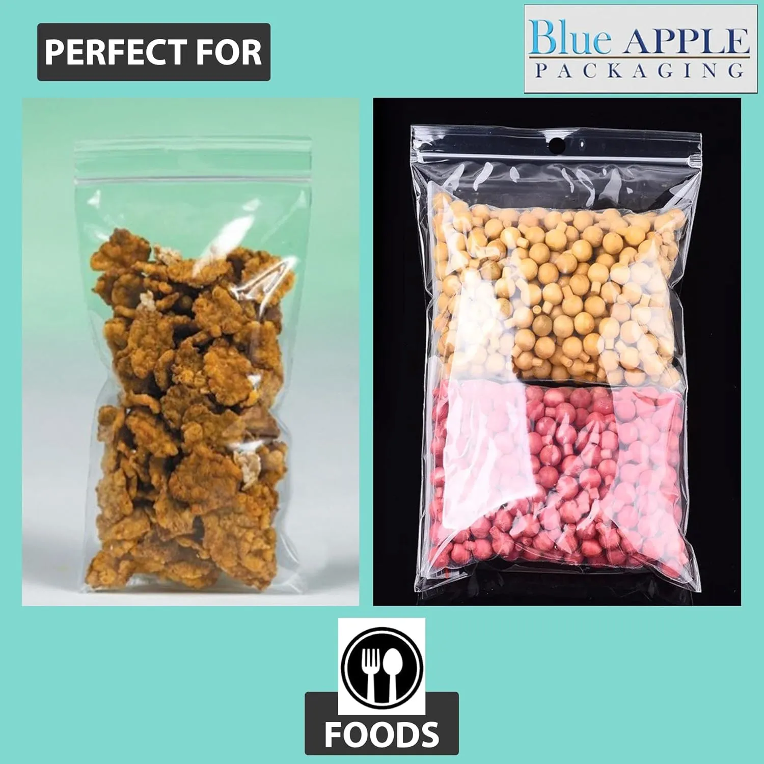 Clear Plastic Polypropylene Zip Bags - 6 x 8 & (100 Bags) 2 Mil Hang Hole for Display, Durable Poly Baggies with Resealable Zip Top Lock